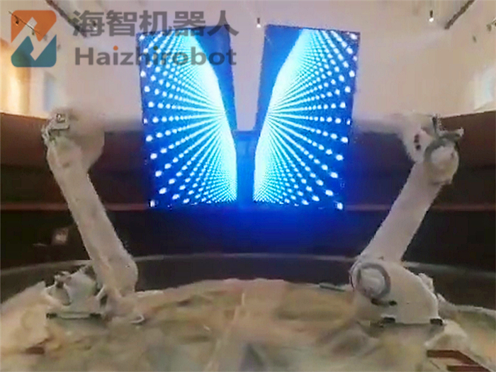 LED显示屏工业机器人联机协作合屏项目完工！